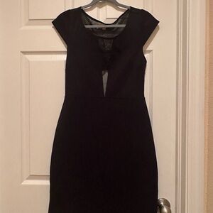 Black Mesh Cutout Scuba Dress